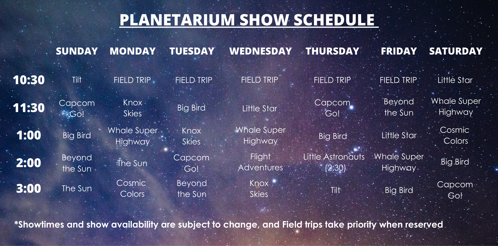 Planetarium Schedule (21)