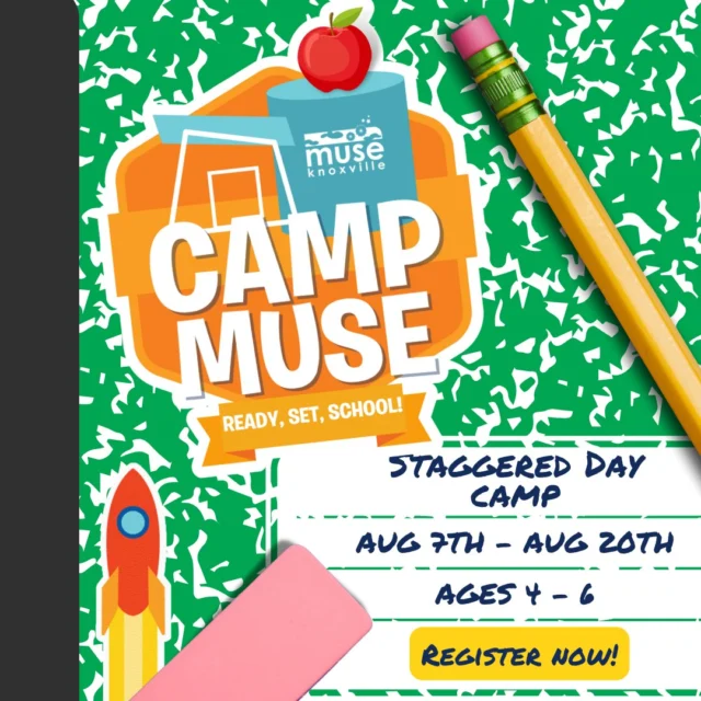 🎒✨ Ready, Set, School! Camp is back this August!
This school readiness camp is designed for rising Pre-K and Kindergarten students (ages 4–6) in Knox County Schools and runs August 7–20 | 8:30 AM- 2:30 PM during the staggered entry period.

Children attend their staggered days at their home school—then spend the rest of the week at Muse Knoxville building confidence, practicing routines, and getting excited for the year ahead through hands-on learning and play! 💡🖍️

Let’s kick off the school year with confidence and curiosity!
Register at the link bio!