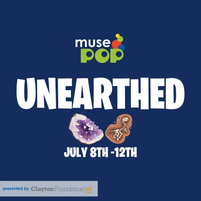 🦕Unearthed Week is digging into Muse Knoxville July 8–12 from 10 AM–4 PM!
Get ready for a week full of hands-on fun exploring fossils, gems, and ancient discoveries! 🏺

Here’s what’s happening:
🍭 Tuesday: @tinas_sweet_factory Food Truck on-site (11 AM–3 PM)
💎 Tuesday: STEAM Sprouts (2 PM) & Mess Makers (2:30 PM) — Gemstone class with special guest Lindsey from Hallsdale-Powell!
📚 Wednesday: Read & Play (2 PM) — "Curious About Fossils" storytime with guest reader Jeneve Blake + make your own fossils!
🔍 Wednesday: Tech Time (2:30 PM) — Dinoscopes!
🍋 Thursday: @lilmans865 - Lil Man’s Lemon Shake Ups Food Truck on-site (11 AM–3 PM)

🦴 Plus, all week long, enjoy fossil-themed tabletop activities like Dig It Up!, Fossil Dig, Discovery Table, Dino Blocks, Sandpaper Petroglyphs, and the Archaeology Grid for plenty of hands-on exploration!

All Muse programs and activities are included in admission!